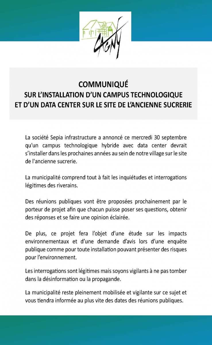 Data center communiqué