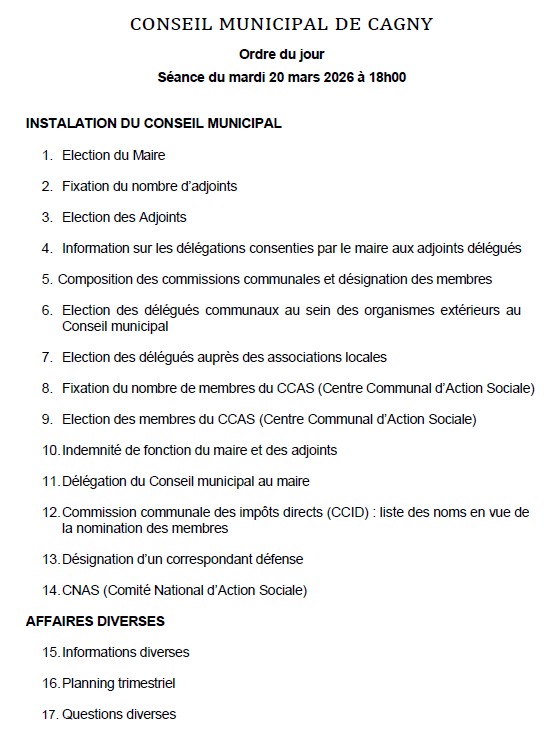 ordre du jour 20 mars