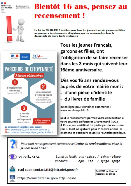 Recensement 16 ans